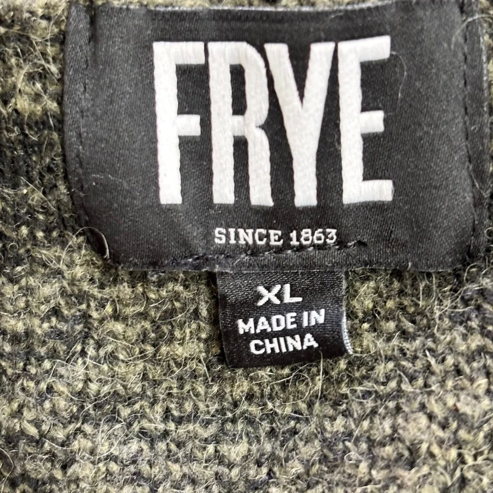 Frye XL Olive Green Boho Southwestern Tribal Geometric Open Duster Cardigan - Picture 8 of 10